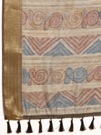 Multicolor Cotton Blend Printed Kalamkari Saree with Unstitched Blouse - Hiral Fashion | Grocsy