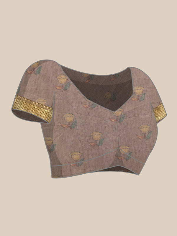 Multicolor Cotton Blend Printed Kalamkari Saree with Unstitched Blouse - Hiral Fashion | Grocsy