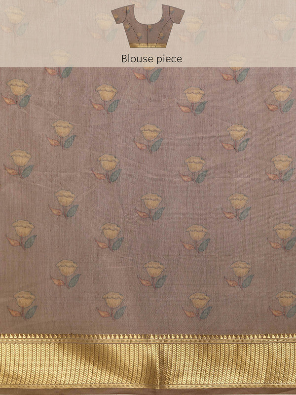 Multicolor Cotton Blend Printed Kalamkari Saree with Unstitched Blouse - Hiral Fashion | Grocsy