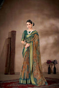 Multicolor Cotton Blend Printed Kalamkari Saree with Unstitched Blouse - Hiral Fashion | Grocsy