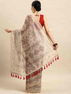 Multicolor Cotton Blend Printed Kalamkari Saree with Unstitched Blouse - Hiral Fashion | Grocsy