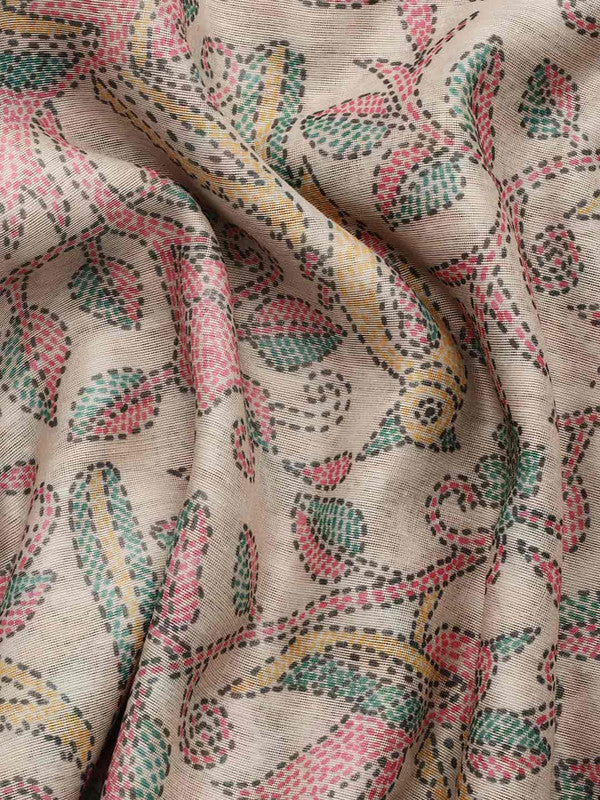 Multicolor Cotton Blend Printed Kalamkari Saree with Unstitched Blouse - Hiral Fashion | Grocsy