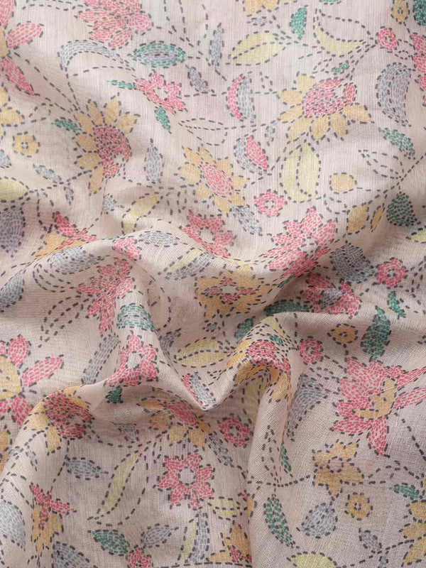 Multicolor Cotton Blend Printed Kalamkari Saree with Unstitched Blouse - Hiral Fashion | Grocsy