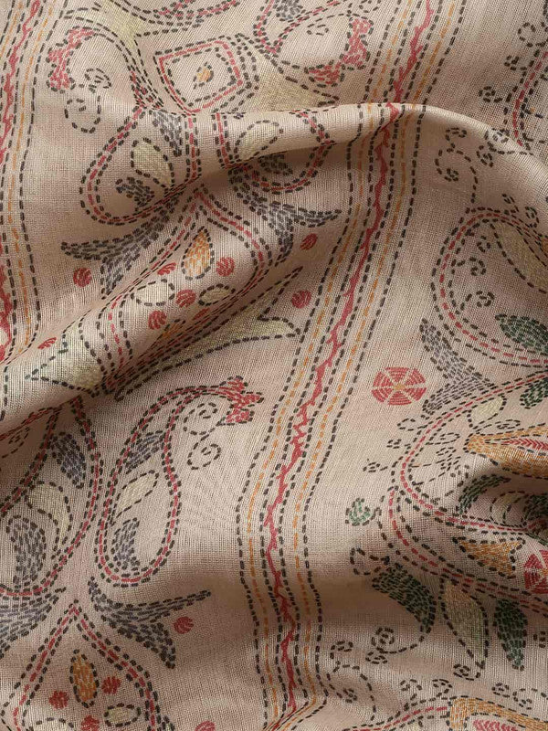 Multicolor Cotton Blend Printed Kalamkari Saree with Unstitched Blouse - Hiral Fashion | Grocsy