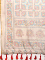 Multicolor Cotton Blend Printed Kalamkari Saree with Unstitched Blouse - Hiral Fashion | Grocsy