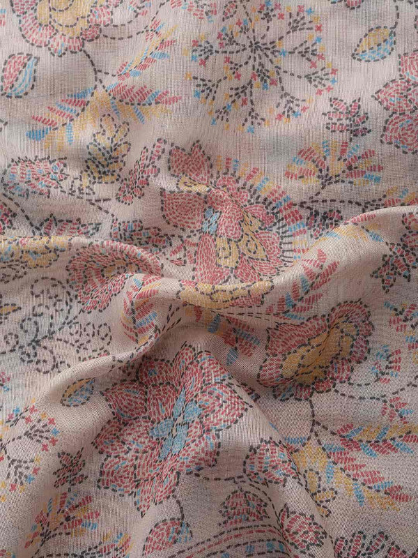 Multicolor Cotton Blend Printed Kalamkari Saree with Unstitched Blouse - Hiral Fashion | Grocsy