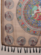 Beige Cotton Blend Printed Madhubani Saree with Unstitched Blouse - Hiral Fashion | Grocsy
