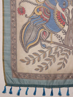 Pink Cotton Blend Printed Madhubani Saree with Unstitched Blouse - Hiral Fashion | Grocsy