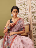 Rust Cotton Blend Printed Madhubani Saree with Unstitched Blouse - Hiral Fashion | Grocsy