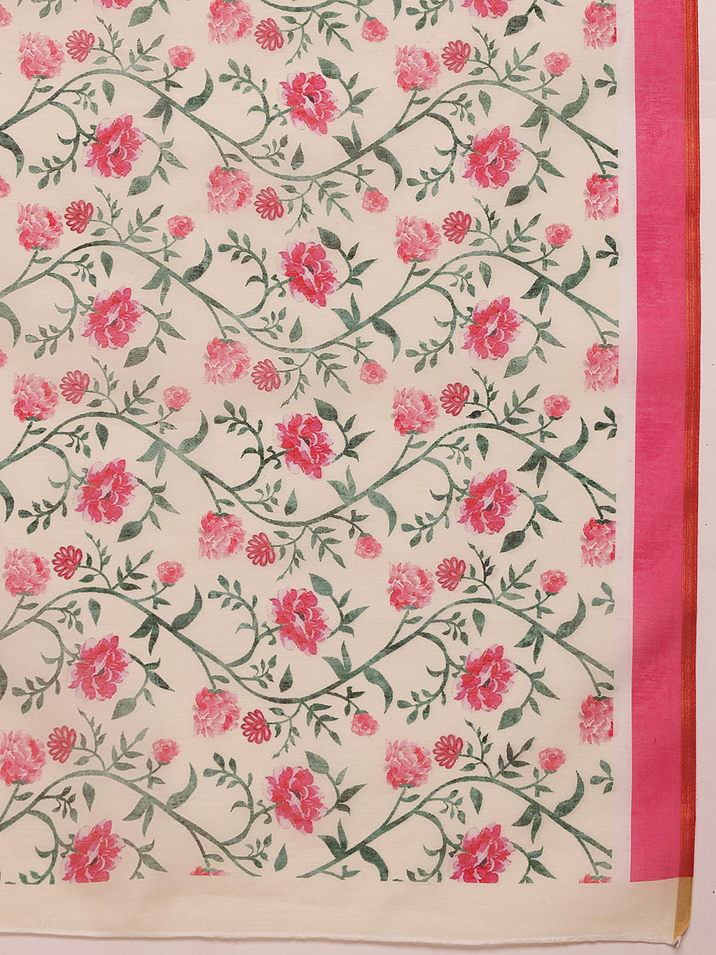 Hiral Fashion Green Chanderi Cotton Blend Floral Digital Print Saree | Grocsy