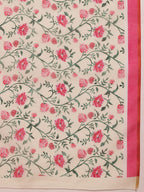 Hiral Fashion Green Chanderi Cotton Blend Floral Digital Print Saree | Grocsy