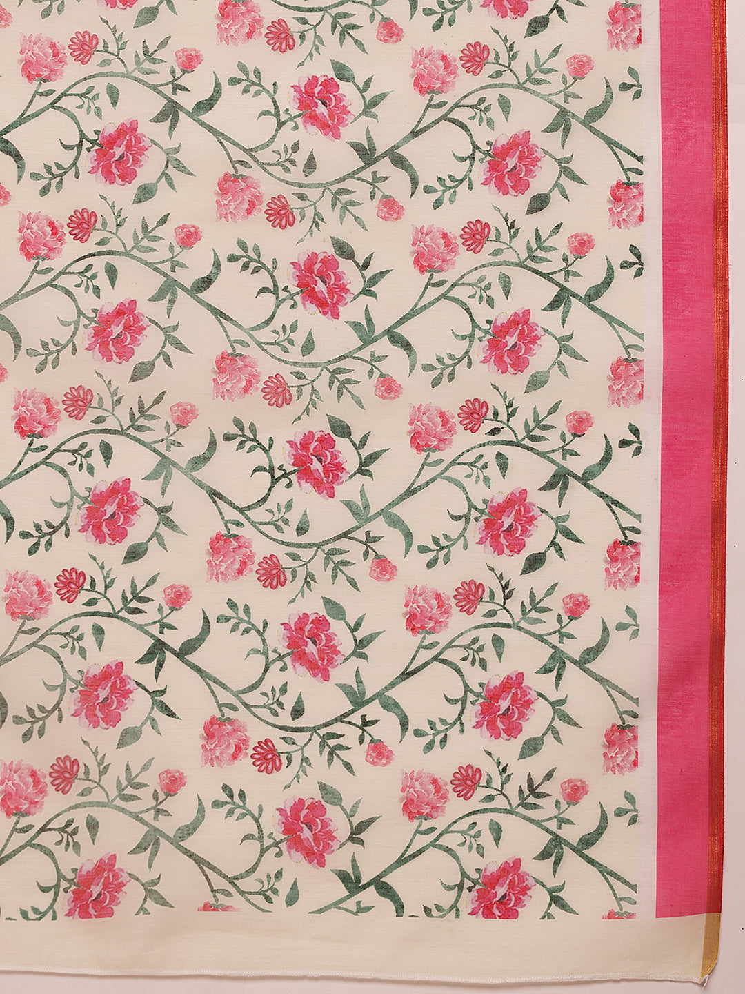 Hiral Fashion Green Chanderi Cotton Blend Floral Digital Print Saree | Grocsy