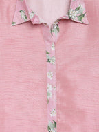 Ahalyaa Pink Poly Silk Solid Kids Kurta with Printed Pant Set For Girls | Grocsy