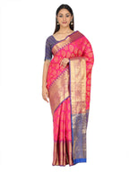 Hiral Fashion Pink Banarasi Art Silk Floral Woven Design Saree | Grocsy