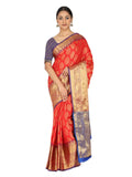Hiral Fashion Red Banarasi Art Silk Floral Woven Design Saree | Grocsy