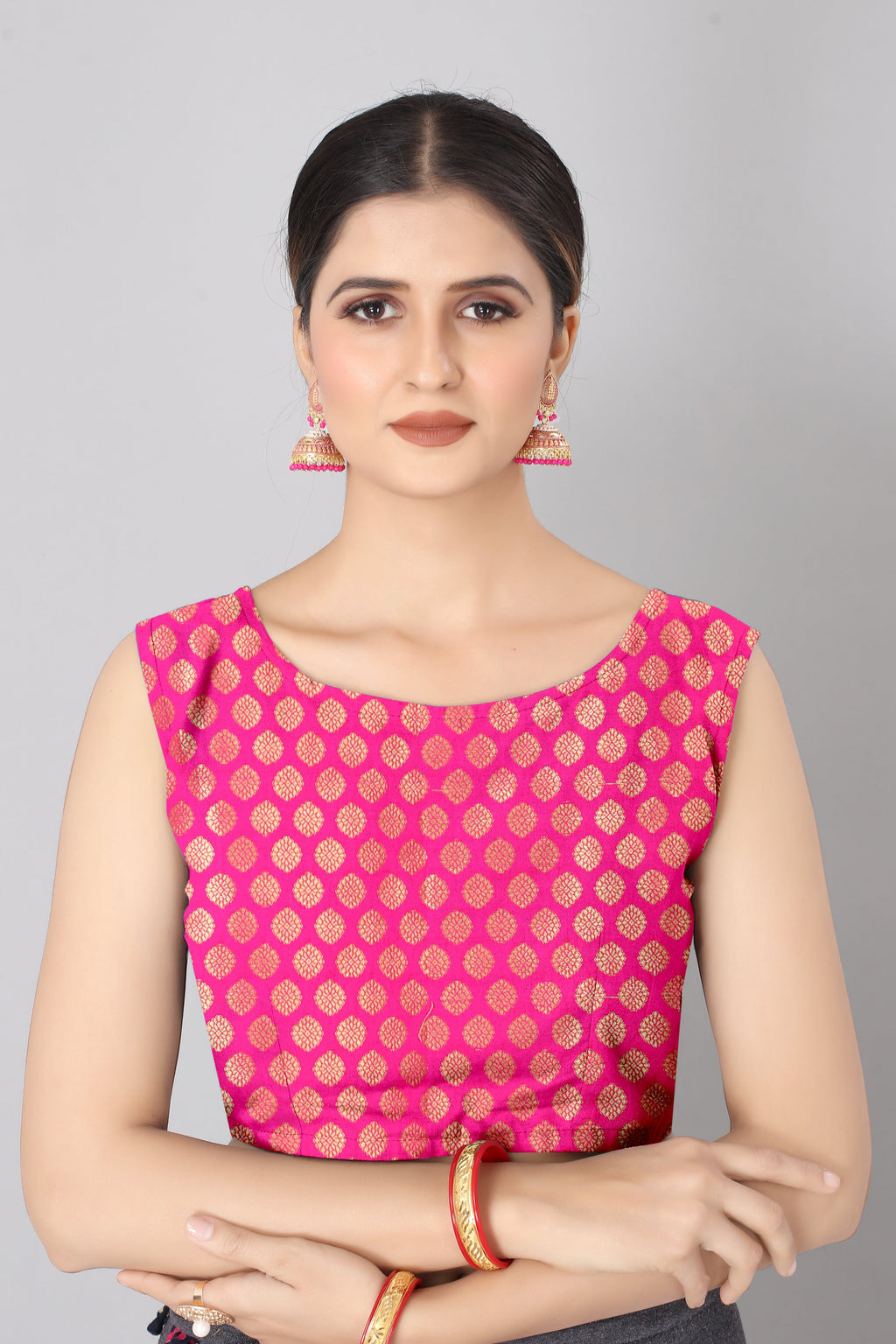Hiral Fashion Grey Banarasi Silk Blend Geomatric Woven Design Saree | Grocsy