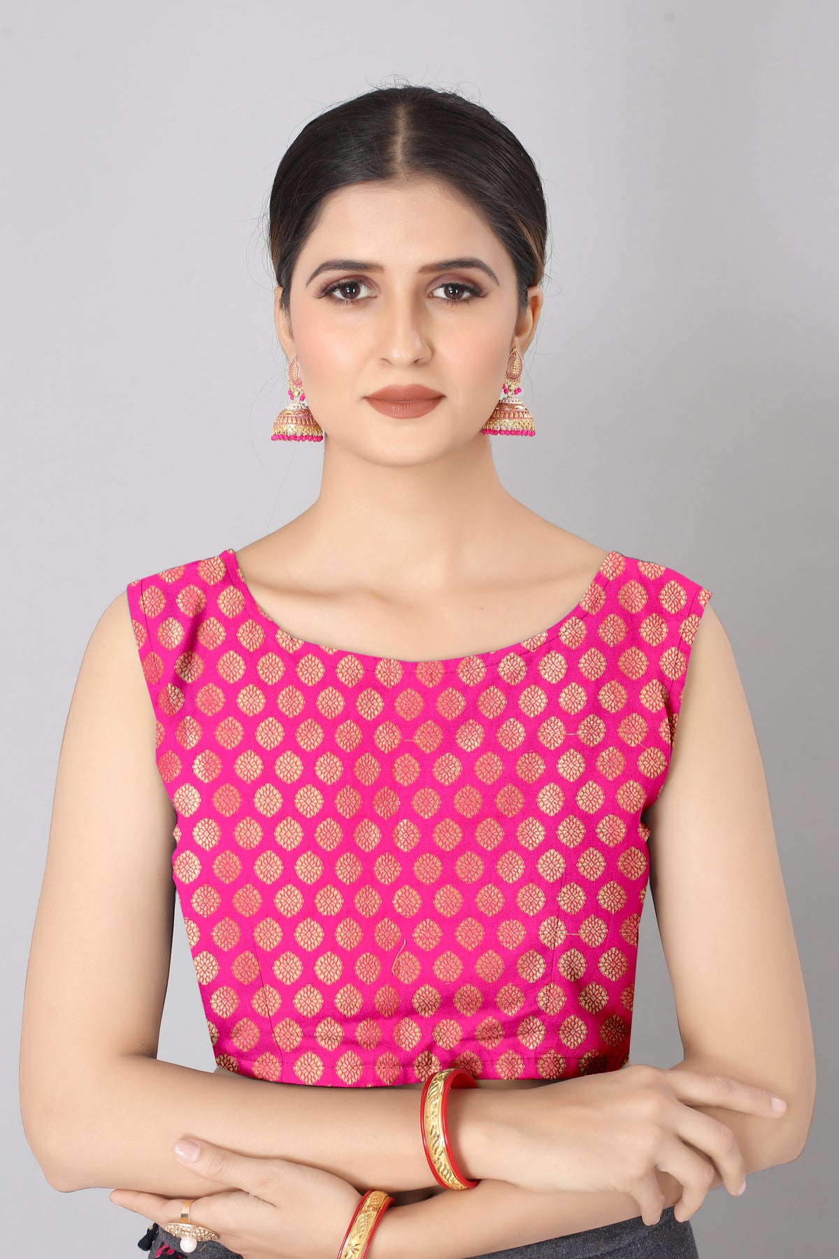 Hiral Fashion Grey Banarasi Silk Blend Geomatric Woven Design Saree | Grocsy