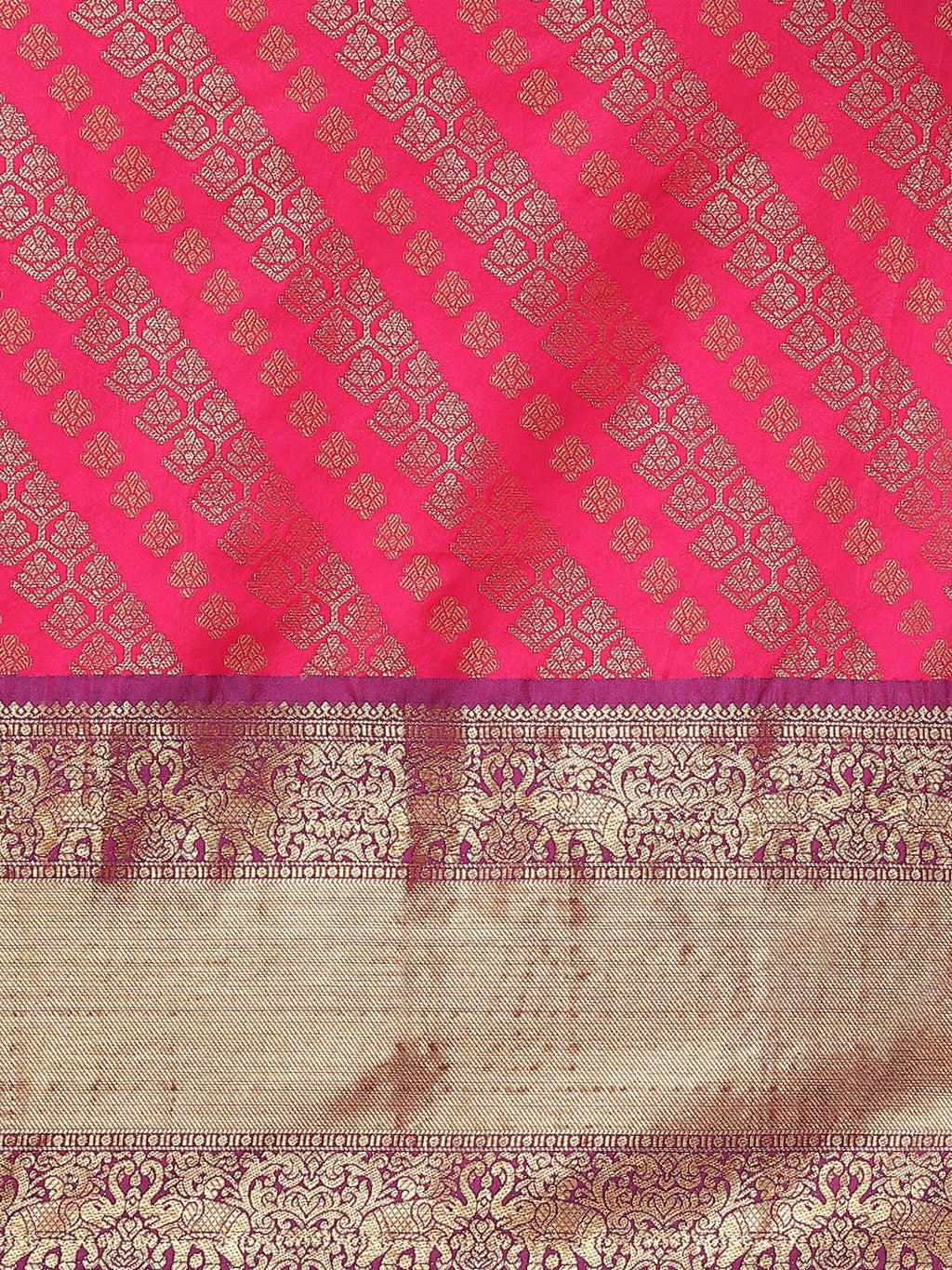 Hiral Fashion Pink Banarasi Silk Blend Abstract Woven Design Saree | Grocsy
