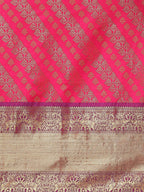 Hiral Fashion Pink Banarasi Silk Blend Abstract Woven Design Saree | Grocsy