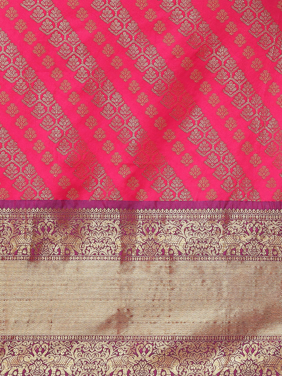 Hiral Fashion Pink Banarasi Silk Blend Abstract Woven Design Saree | Grocsy