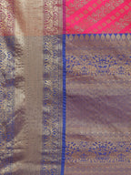 Hiral Fashion Pink Banarasi Silk Blend Abstract Woven Design Saree | Grocsy