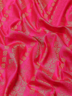 Hiral Fashion Pink Banarasi Silk Blend Abstract Woven Design Saree | Grocsy