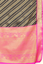 Olive Banarasi Silk Woven Zari Design Striped Saree with Unstitched Blouse - Hiral Fashion | Grocsy