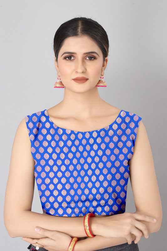 Red Silk Blend Woven Zari Design Abstract Saree with Unstitched Blouse - Hiral Fashion | Grocsy