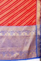 Red Silk Blend Woven Zari Design Abstract Saree with Unstitched Blouse - Hiral Fashion | Grocsy