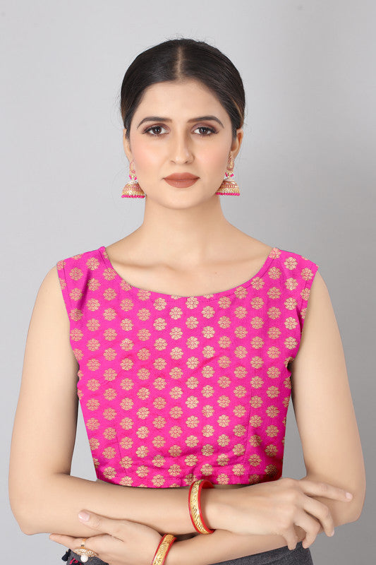 Navy Blue Silk Blend Woven Zari Design Striped Saree with Unstitched Blouse - Hiral Fashion | Grocsy