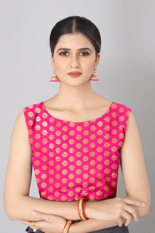 Yellow Silk Blend Woven Zari Design Striped Saree with Unstitched Blouse - Hiral Fashion | Grocsy