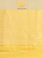 Beige Jute Silk Embellished Geomatric Saree with Unstitched Blouse - Hiral Fashion | Grocsy