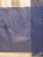 Beige Jute Silk Woven Zari Design Geomatric Saree with Unstitched Blouse - Hiral Fashion | Grocsy