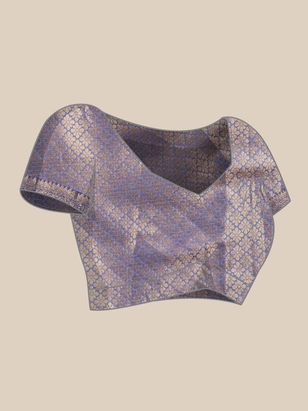 Beige Jute Silk Woven Zari Design Geomatric Saree with Unstitched Blouse - Hiral Fashion | Grocsy