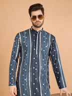 Vastranavya Grey Exclusive Festival Wear Pure Viscose Rayon Sequence & Foil Mirror Heavy Embroidered Work Kurta | Grocsy