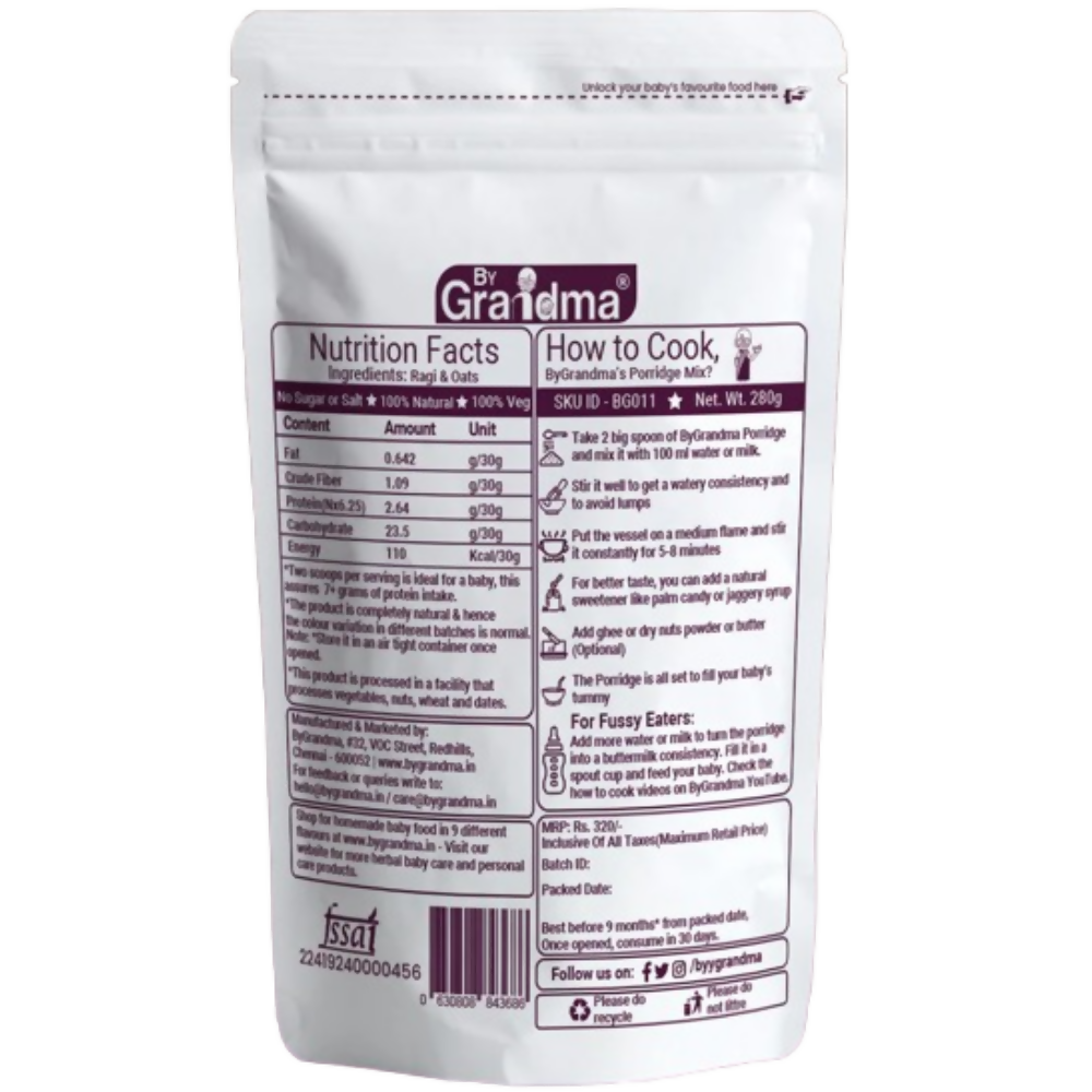 By Grandma Sprouted Cereal Mix - Ragi and Oats | Grocsy