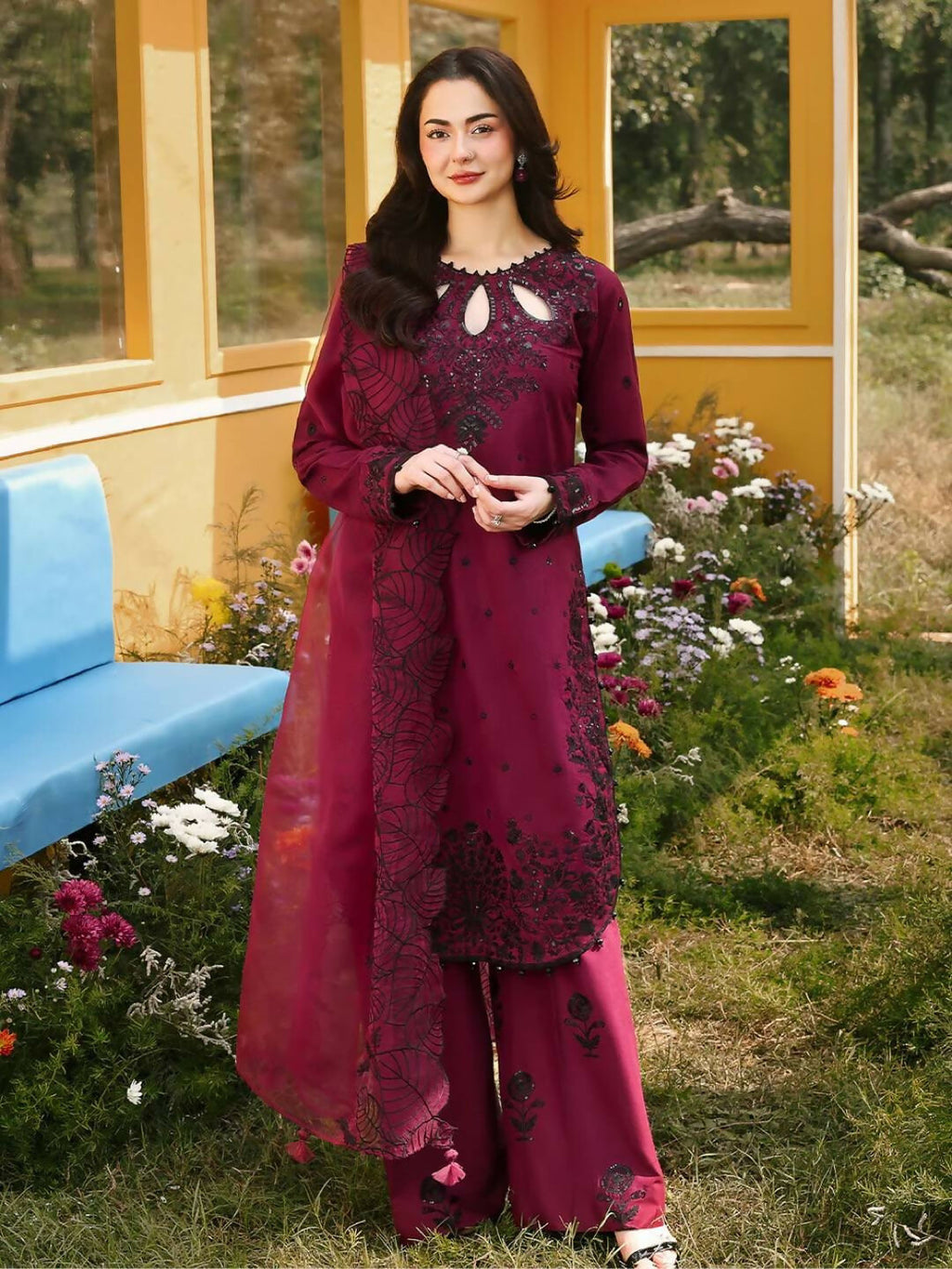 Teeya Creation Womens Trending Stylish Kurta Palazzo Set - Wine | Grocsy