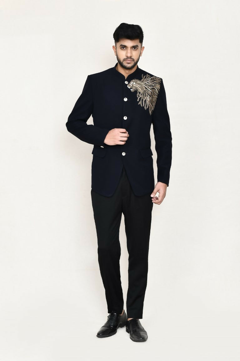Joban Fashion Blue Colored Terry Rayon Fabric Prince Coat With Pant | Grocsy