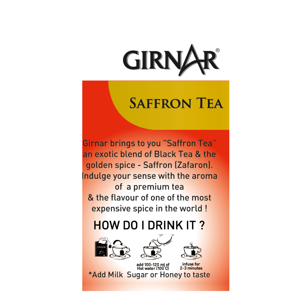 Girnar Black Tea Bags - Saffron | Grocsy