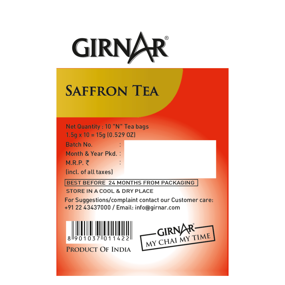 Girnar Black Tea Bags - Saffron | Grocsy