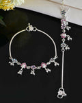VOJ Set of 2 Silver Plated Designer Multi Color Anklet | Grocsy