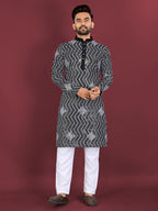 Neera Trendz Black Soft Silk Embroidered Men's Kurta Pyjama | Grocsy