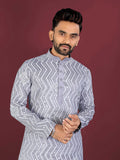 Neera Trendz Grey Soft Silk Embroidered Men's Kurta Pyjama | Grocsy