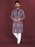 Neera Trendz Wine Soft Silk Embroidered Men's Kurta Pyjama | Grocsy