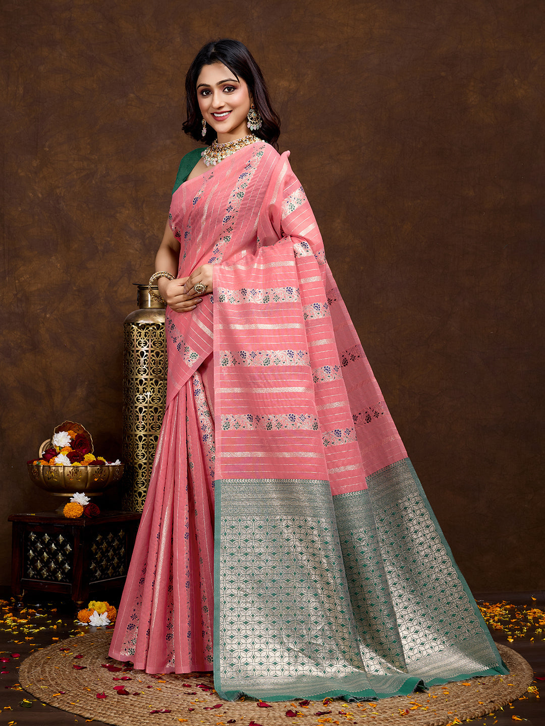 Vedant Vastram Jacquard Work Fancy Bollywood Saree - Gajari | Grocsy