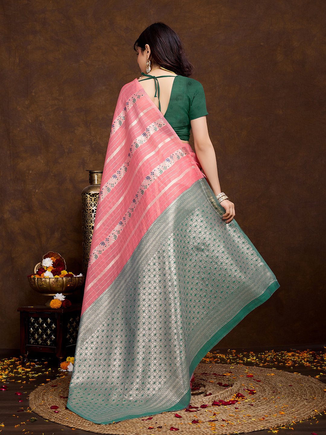 Vedant Vastram Jacquard Work Fancy Bollywood Saree - Gajari | Grocsy