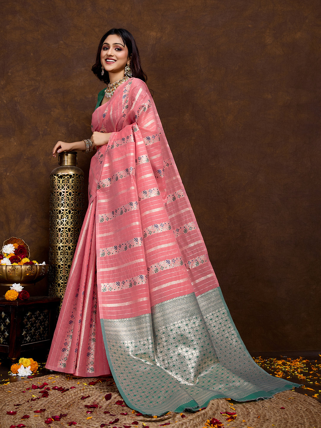 Vedant Vastram Jacquard Work Fancy Bollywood Saree - Gajari | Grocsy
