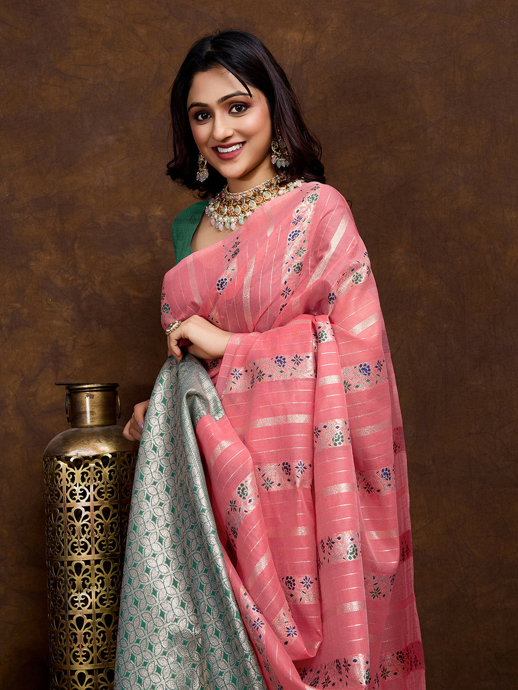 Vedant Vastram Jacquard Work Fancy Bollywood Saree - Gajari | Grocsy