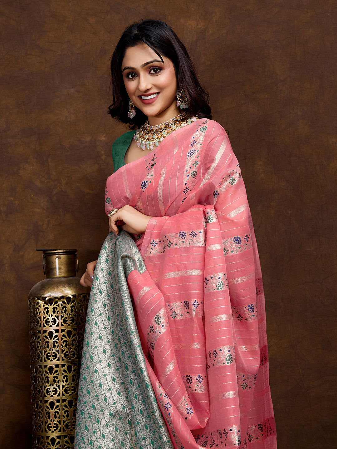 Vedant Vastram Jacquard Work Fancy Bollywood Saree - Gajari | Grocsy