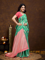 Vedant Vastram Jacquard Work Fancy Bollywood Saree - Seegreen | Grocsy